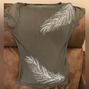 INC Olive green short sleeve shirt